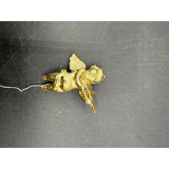 Set of 4 Vintage Gold Plastic Cherub Angel Christmas Ornaments - Picture 3 of 8